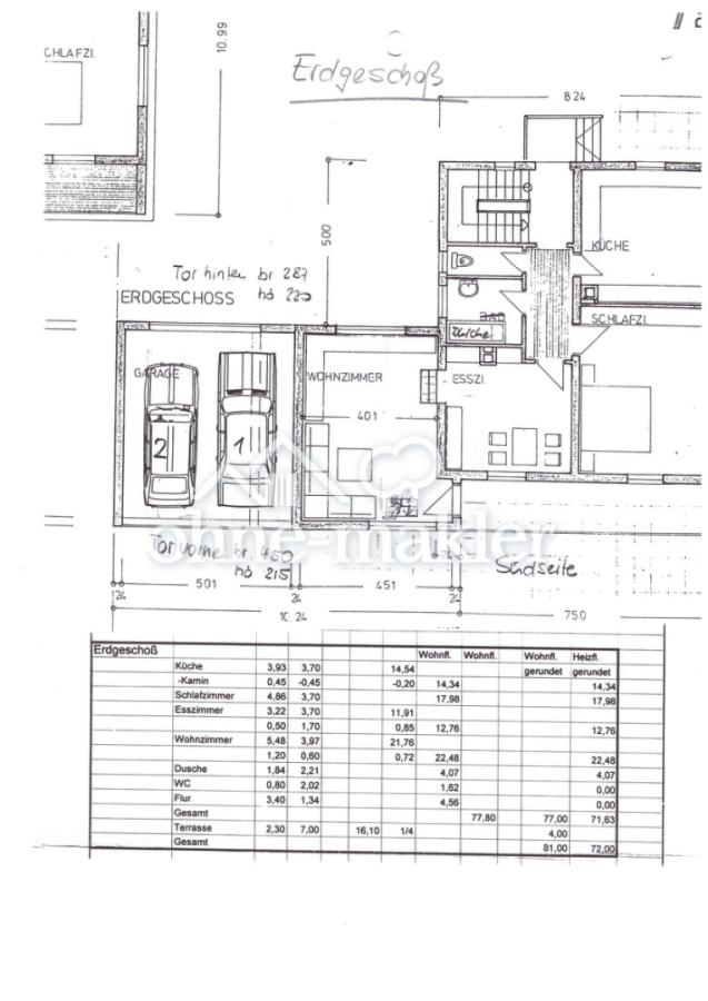 EG Grundriss Whg. u. Garage 1