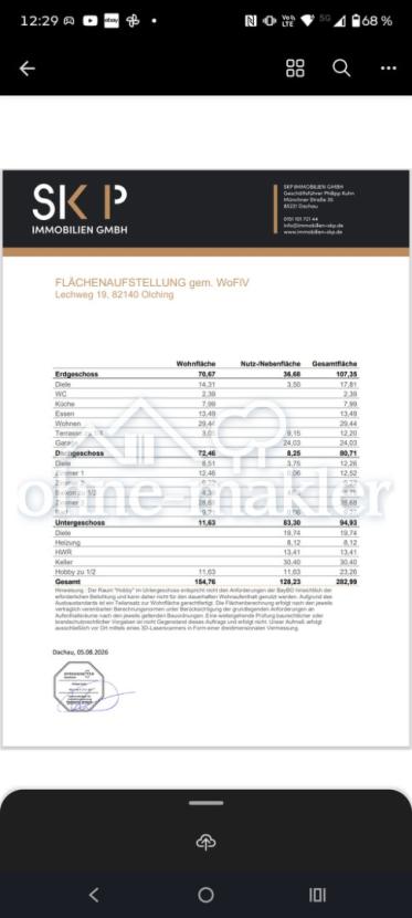 Flächenaufstellung