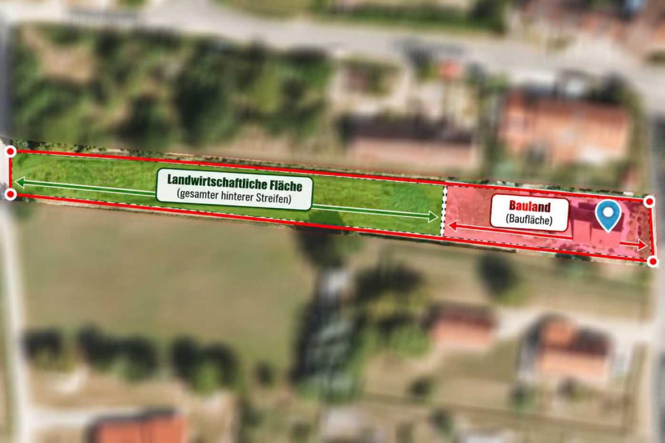 Satellitenplan mit markiertem Grundstück