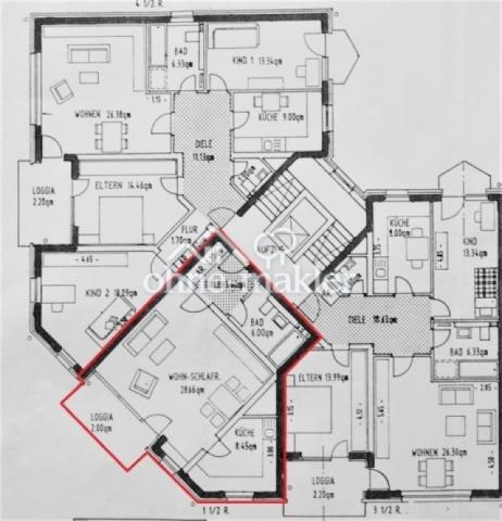 Grundriss – Wohnung markiert