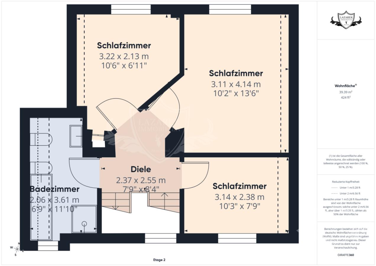 2 Obergeschoss bemaßt