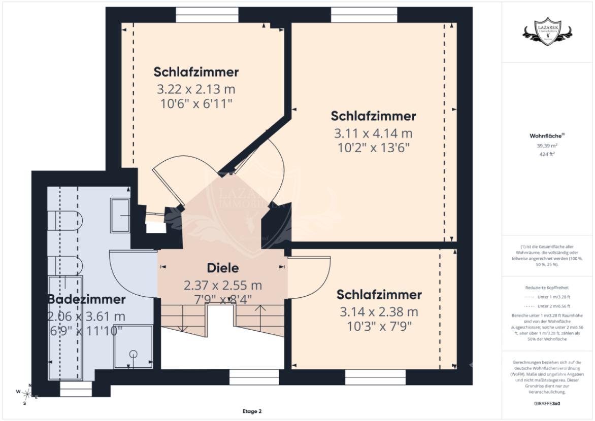 2 Obergeschoss bemaßt