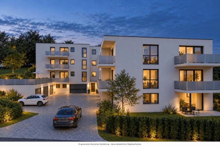 Panoramablick in der blauen Stunde