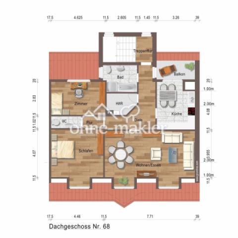 Grundriss Dachgeschoßwohnung