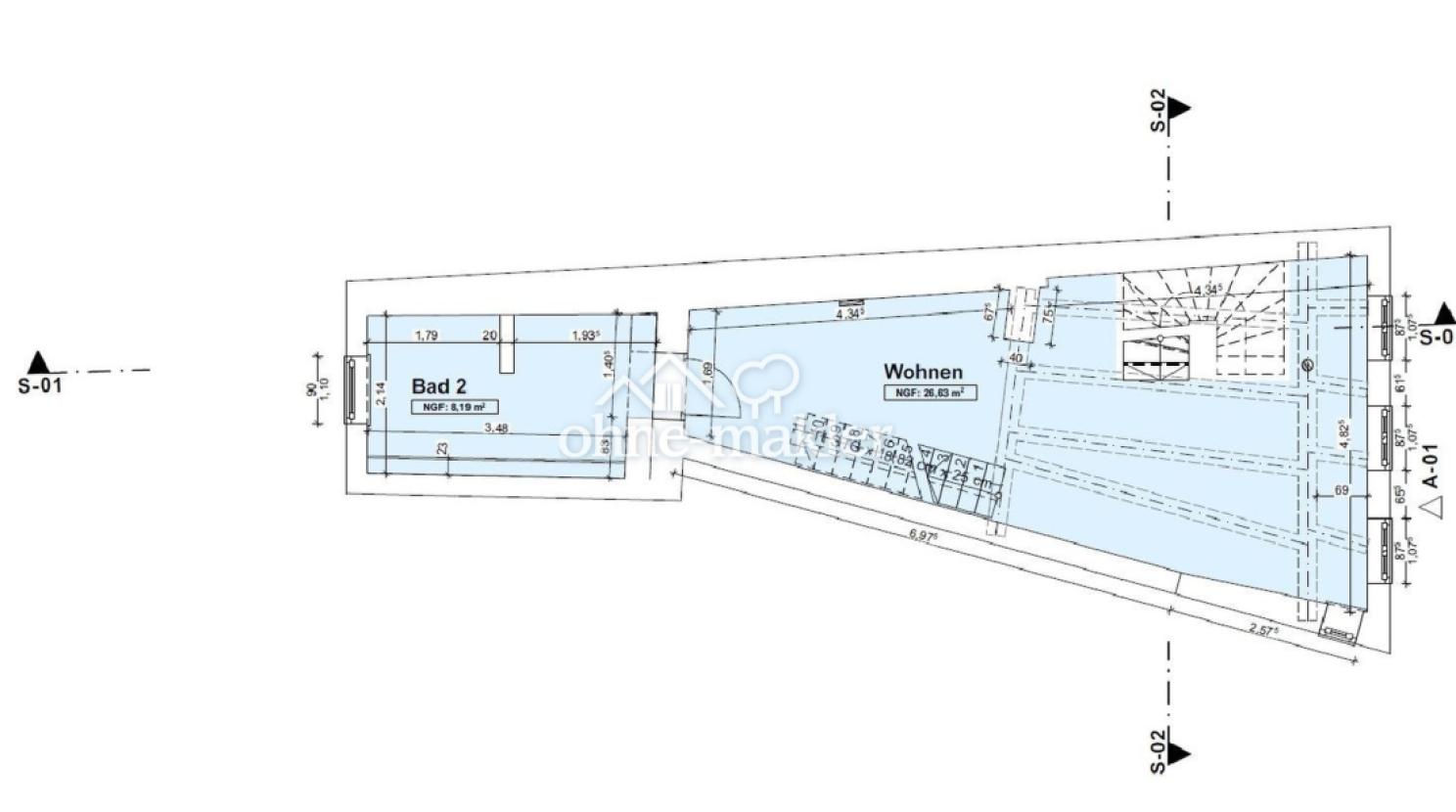 2. OG – Bauplan mit Maßen