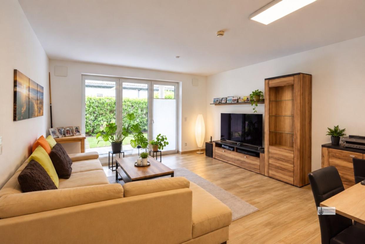 Wohnzimmer mit Blick auf Garten