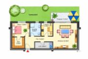 Wohnungsgrundriss mit Garten und Terrasse