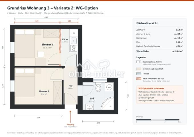 WE 3: Grundriss WG-Option