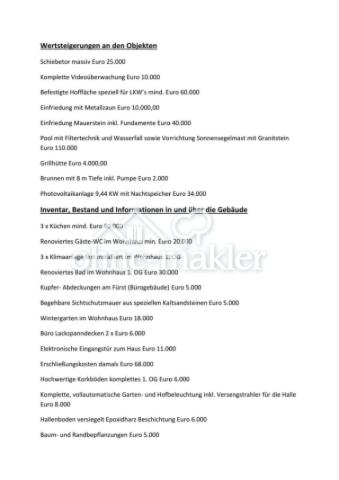Auflistung Wertsteigerungen 1
