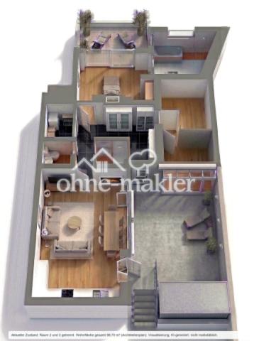 3D-Grundriss aktuell: Raum 2 u