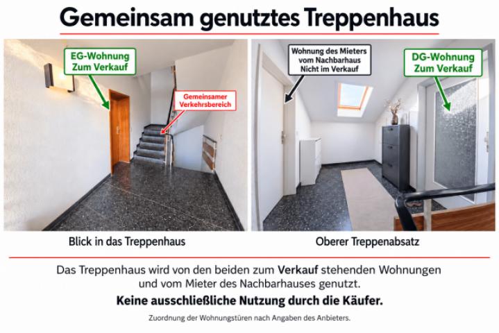 Geminsames Treppenhaus mit Wohnungstüren